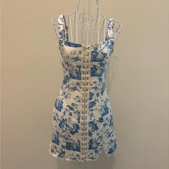 For Love And Lemons | Dresses | Blue And White Floral Print Dress | Poshmark
